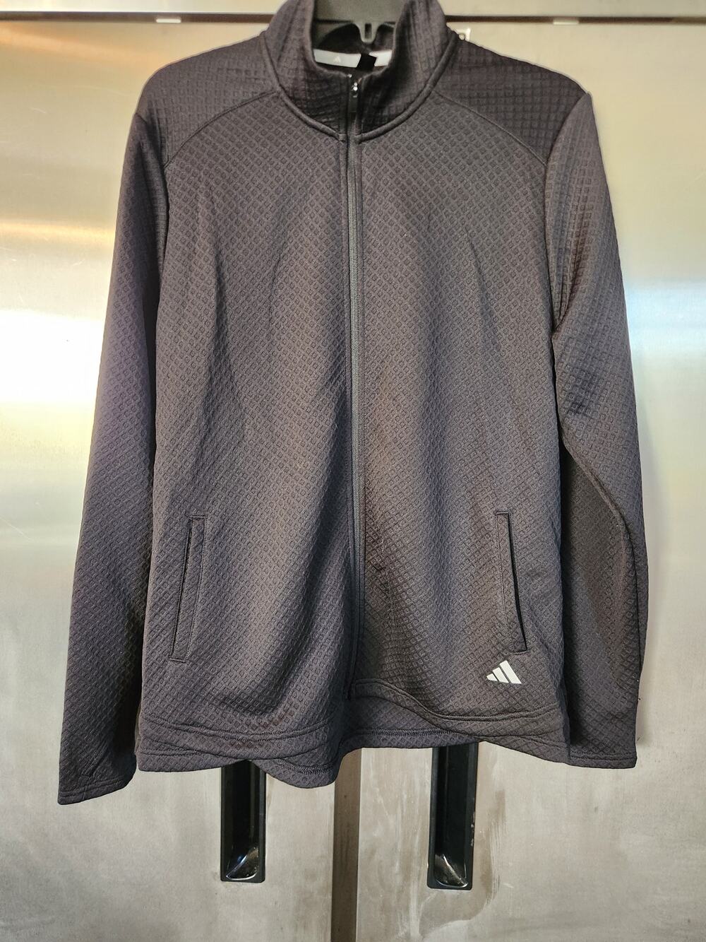Adidas Womens Full Zip Track Jacket Size XL | Black Quilted Textured